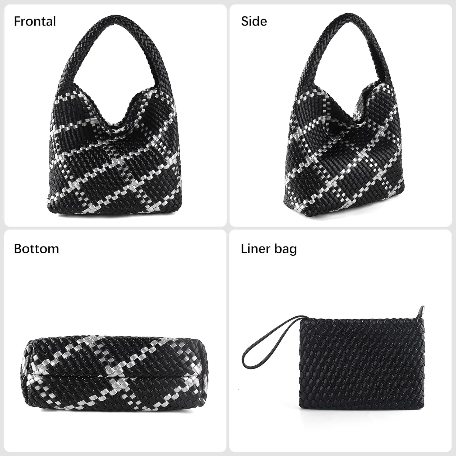 Woven Bag for Women Vegan Leather Tote Bag Large Summer Beach Travel Handbag and Purse Retro Handwoven Shoulder Bag