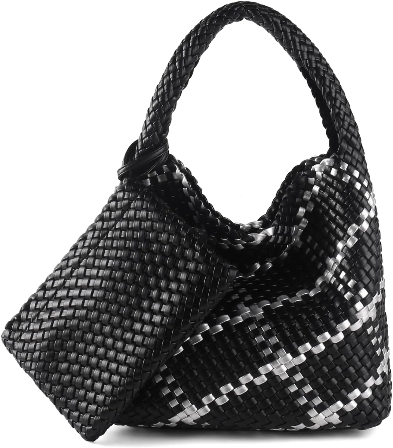 Woven Bag for Women Vegan Leather Tote Bag Large Summer Beach Travel Handbag and Purse Retro Handwoven Shoulder Bag