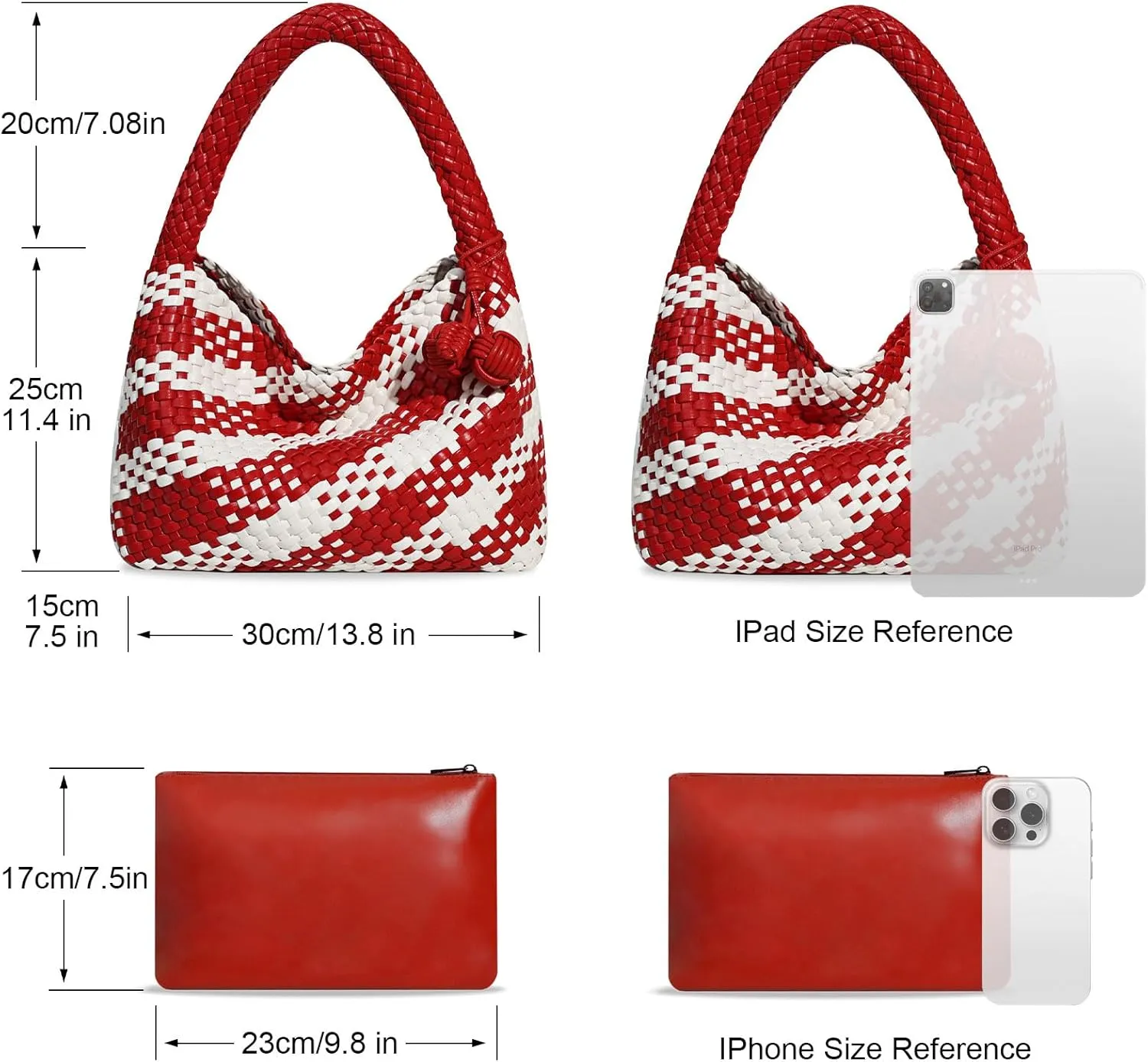 Woven Bag Purses for Women Vegan Leather Tote Bag Braided Shoulder Bag Hobo Underarm Bags