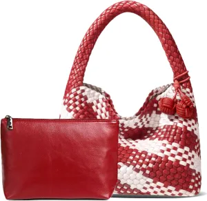 Woven Bag Purses for Women Vegan Leather Tote Bag Braided Shoulder Bag Hobo Underarm Bags
