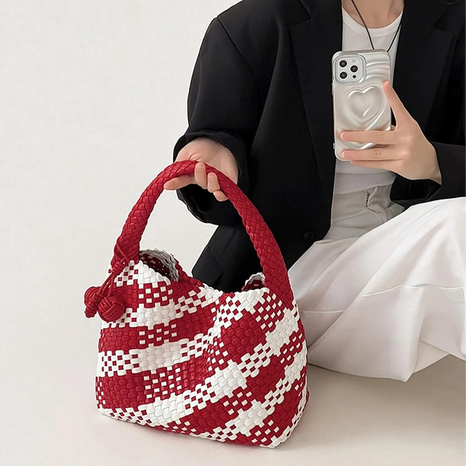 Woven Bag Purses for Women Vegan Leather Tote Bag Braided Shoulder Bag Hobo Underarm Bags