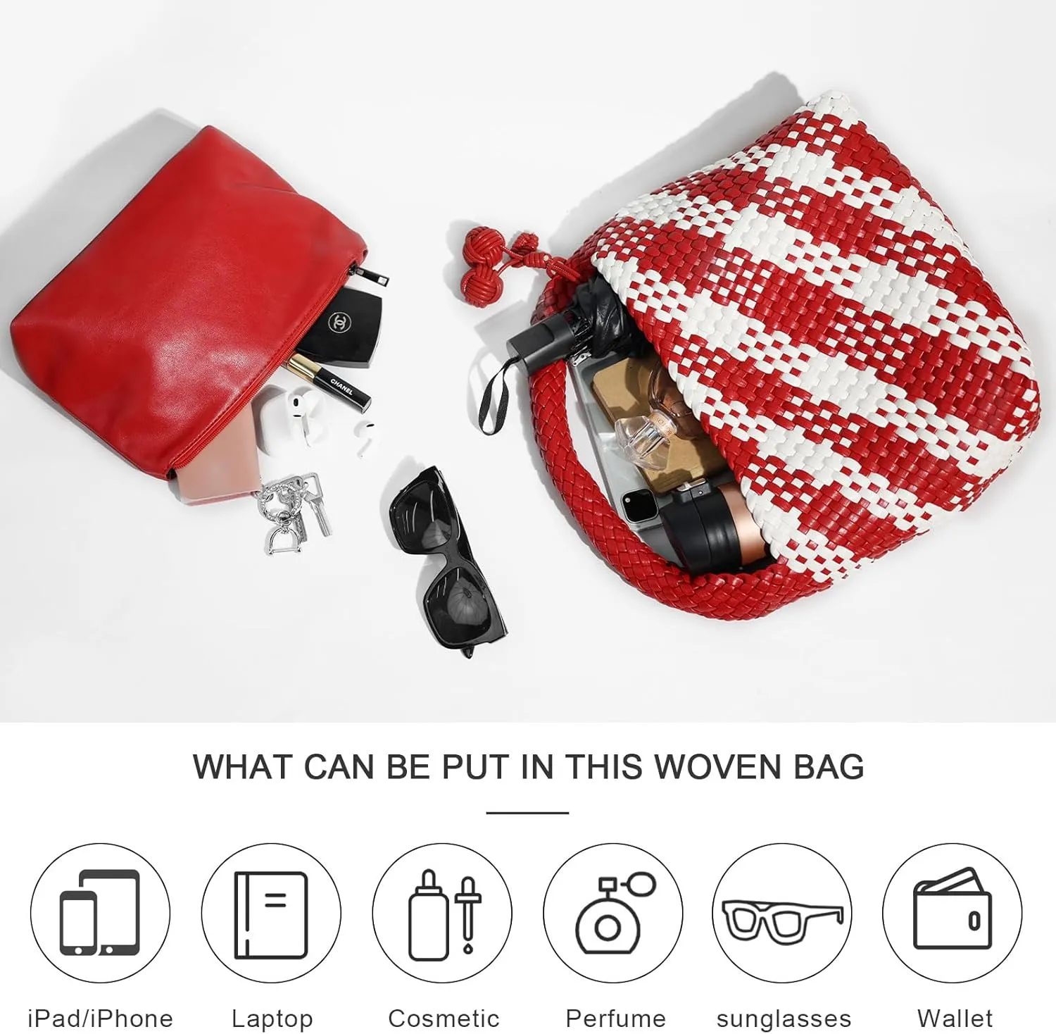Woven Bag Purses for Women Vegan Leather Tote Bag Braided Shoulder Bag Hobo Underarm Bags