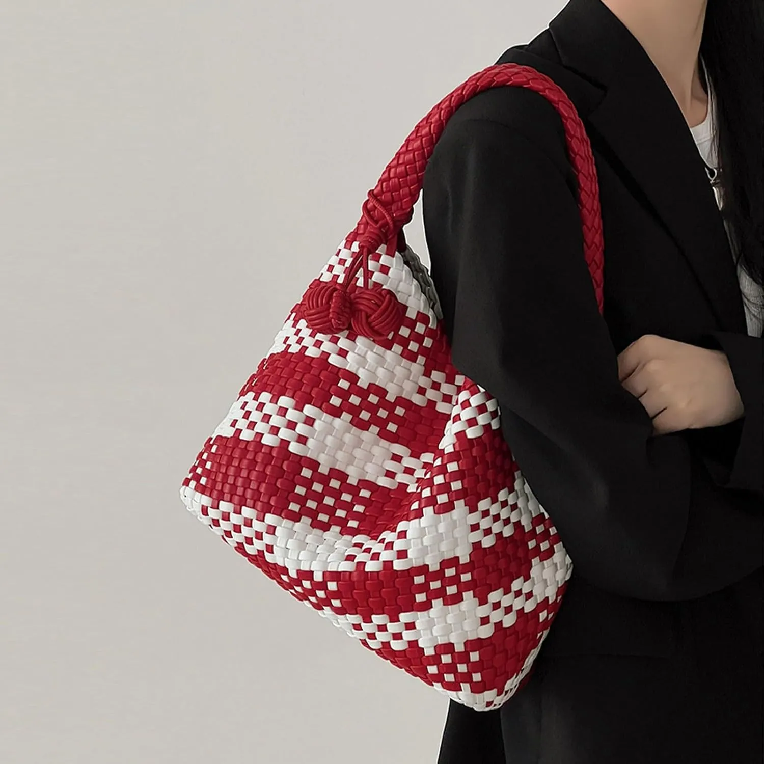 Woven Bag Purses for Women Vegan Leather Tote Bag Braided Shoulder Bag Hobo Underarm Bags