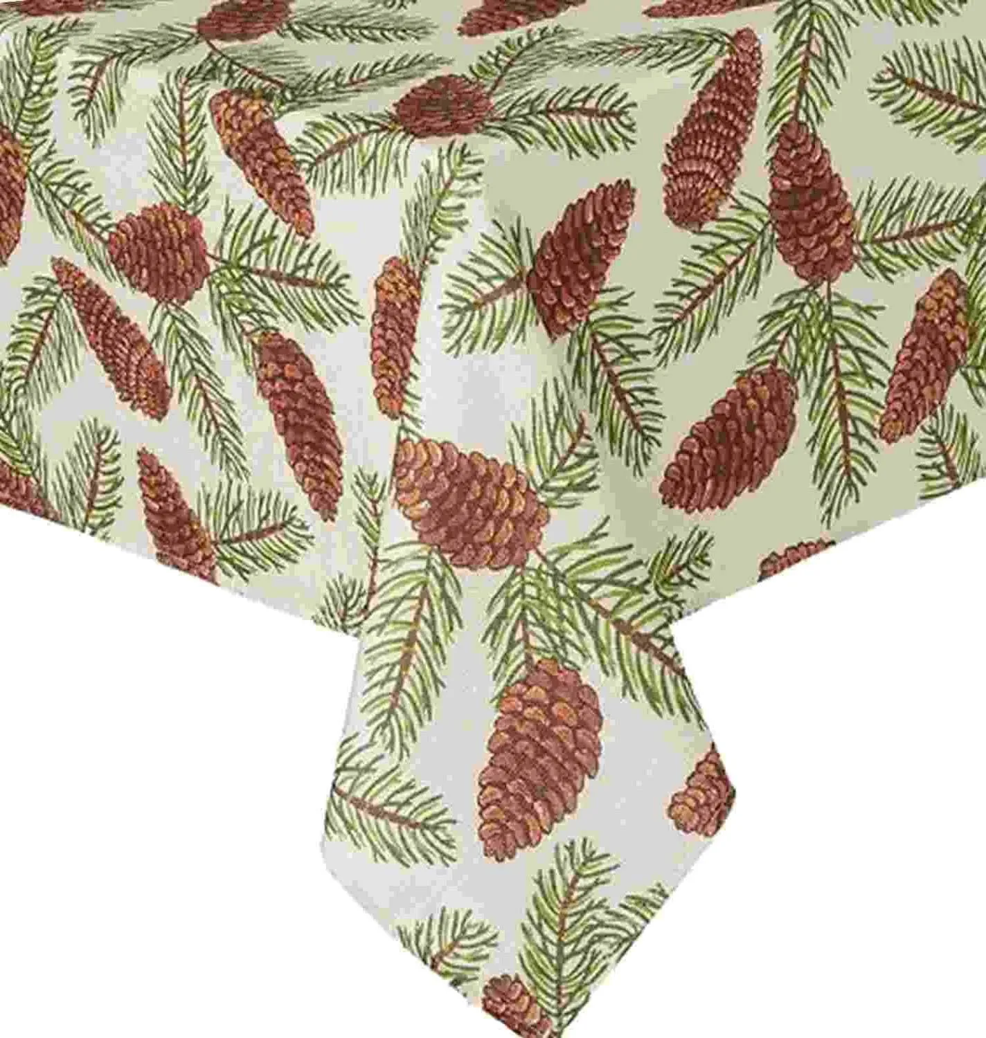 Woven Pine Cone Print Tablecloth Pinecone Fabric 60x144 Ob