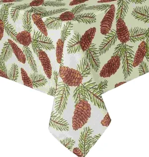 Woven Pine Cone Print Tablecloth Pinecone Fabric 60x144 Ob