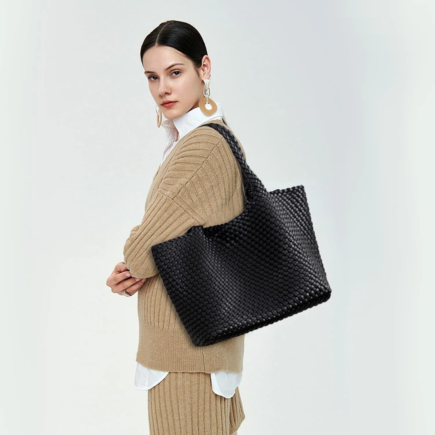 Woven Tote Bag for Women Large Fashion Summer Beach Tote Bagsand Purses Braided Bags Three piece women's bag set
