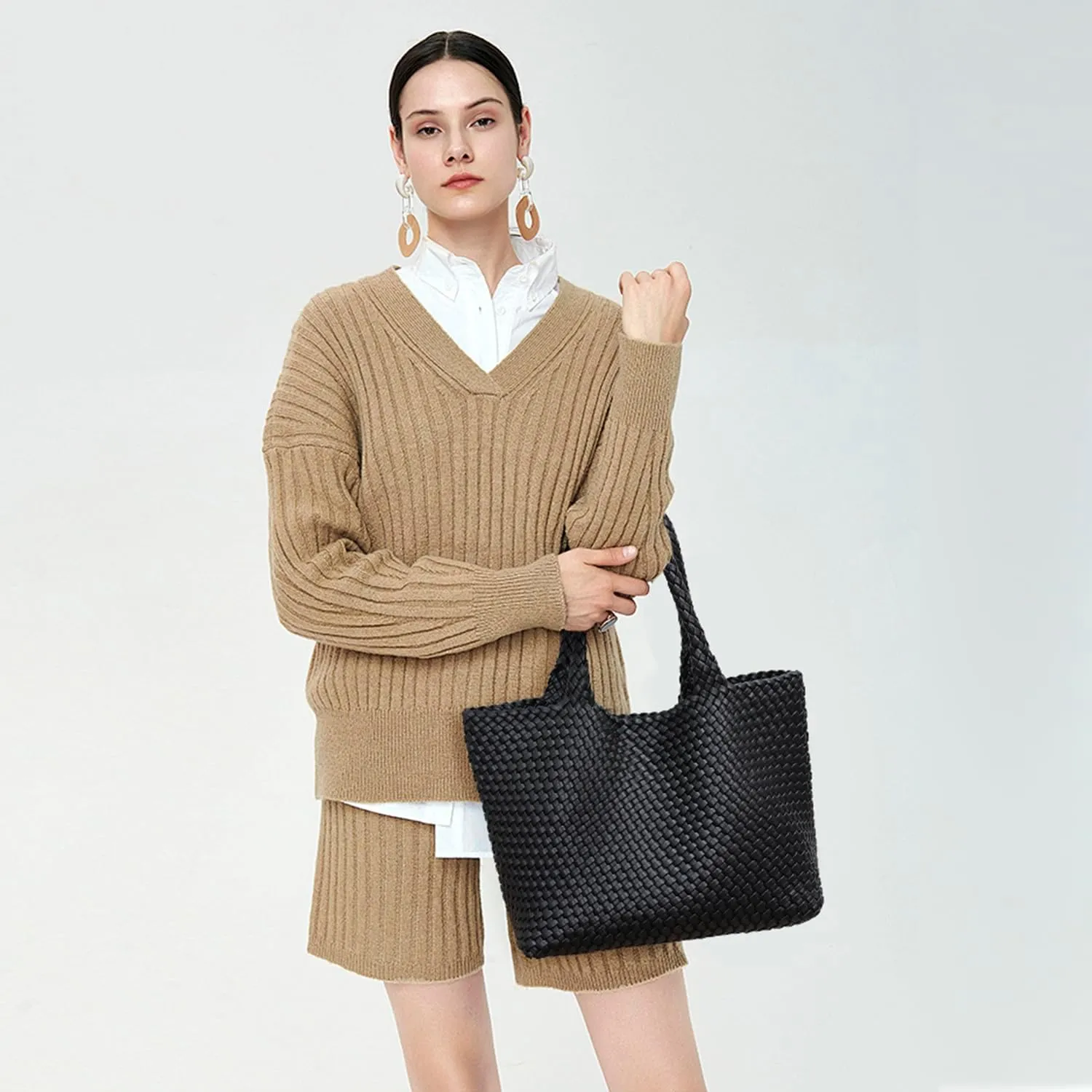 Woven Tote Bag for Women Large Fashion Summer Beach Tote Bagsand Purses Braided Bags Three piece women's bag set