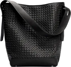 Woven Tote Bag for Women Large Leather Bucket Bags Vegan Shoulder Handbag Beach Hobo and Purse