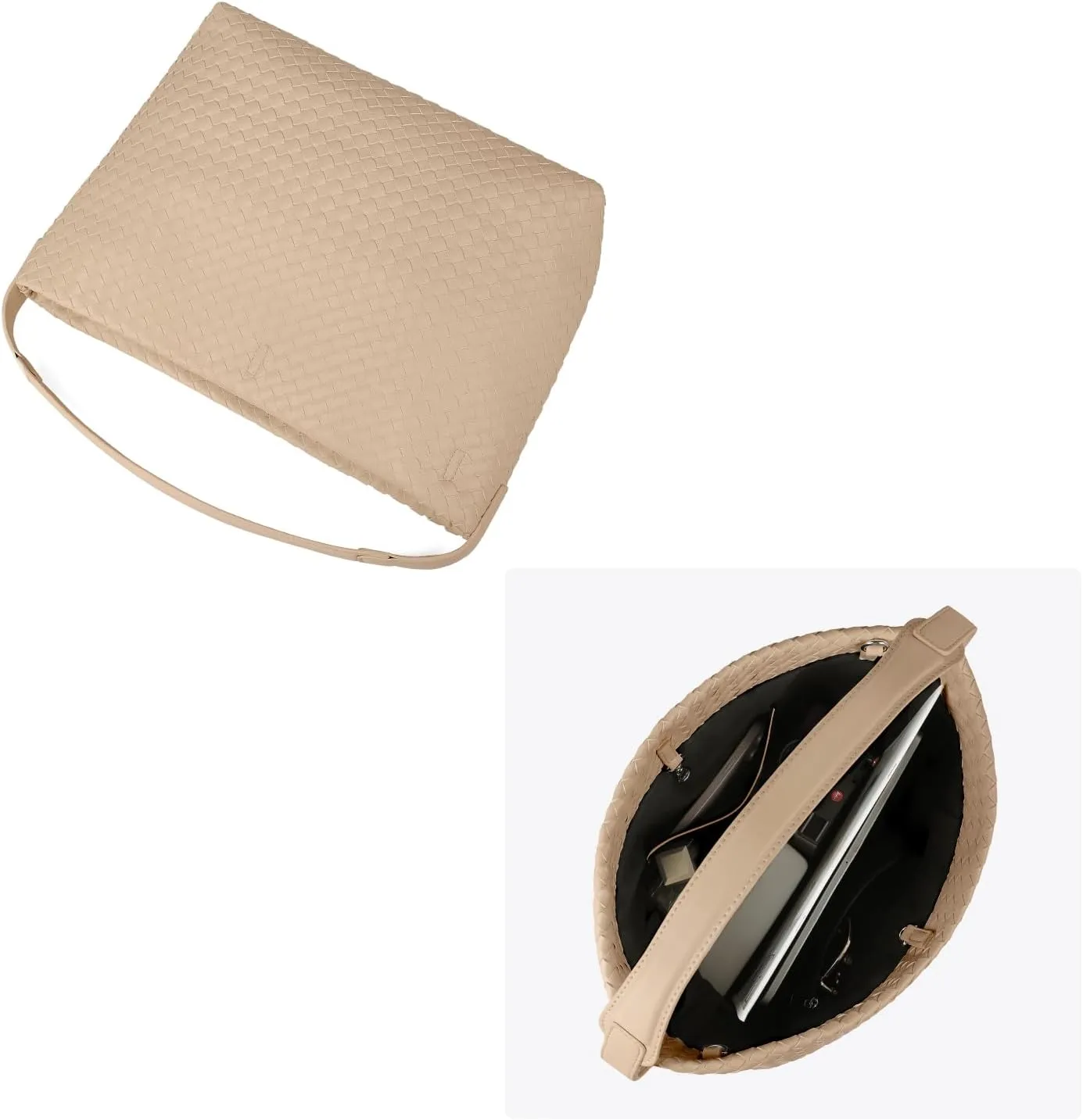 Woven Tote Bag for Women, Lightweight Vegan Leather Crossbody Purse Large shoulder handbag for Travel, Work