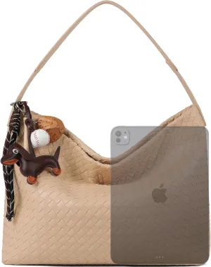 Woven Tote Bag for Women, Lightweight Vegan Leather Crossbody Purse Large shoulder handbag for Travel, Work