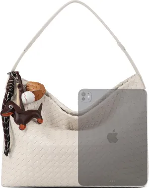 Woven Tote Bag for Women, Lightweight Vegan Leather Crossbody Purse Large shoulder handbag for Travel, Work