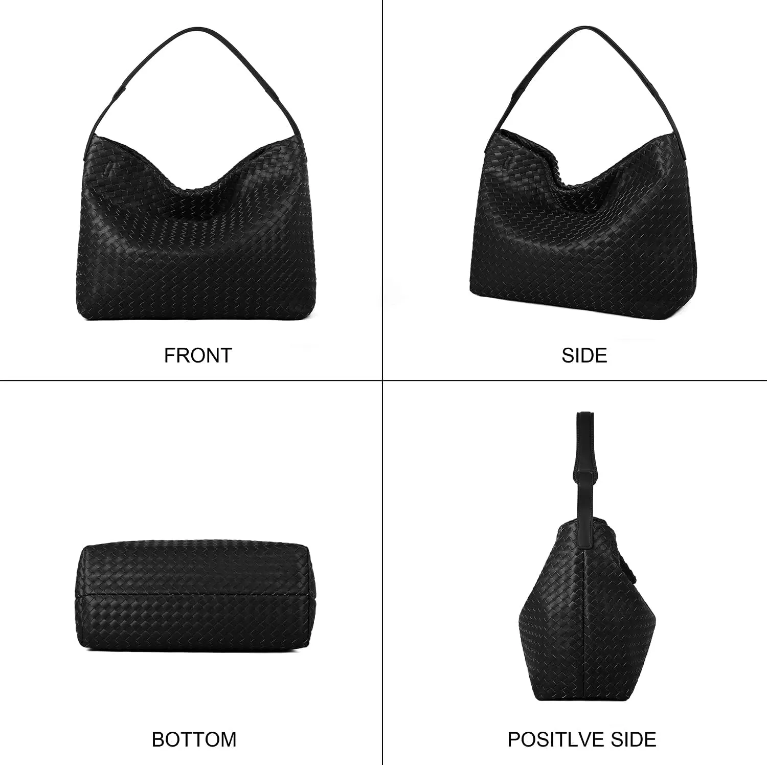 Woven Tote Bag for Women, Lightweight Vegan Leather Crossbody Purse Large shoulder handbag for Travel, Work