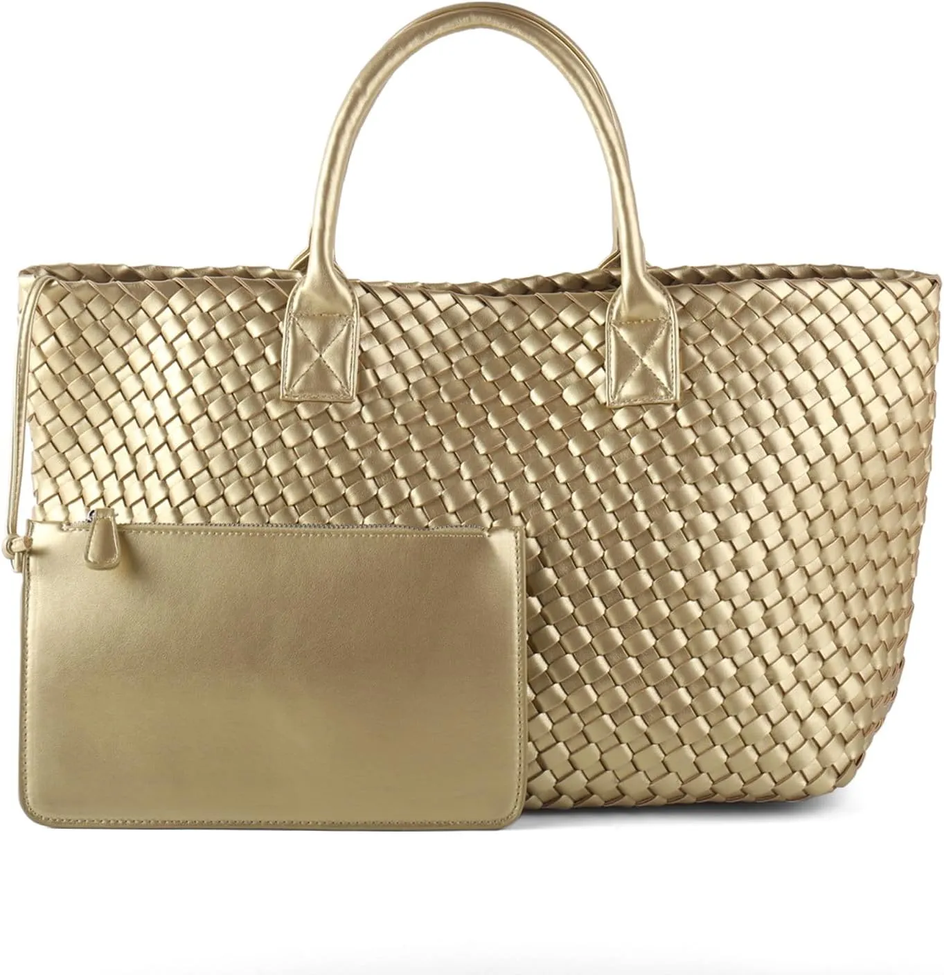Woven Tote Bag for Women Retro Handwoven Shoulder Travel Handbag Large Capacity Hobo Vegan Leather Bags with Purse