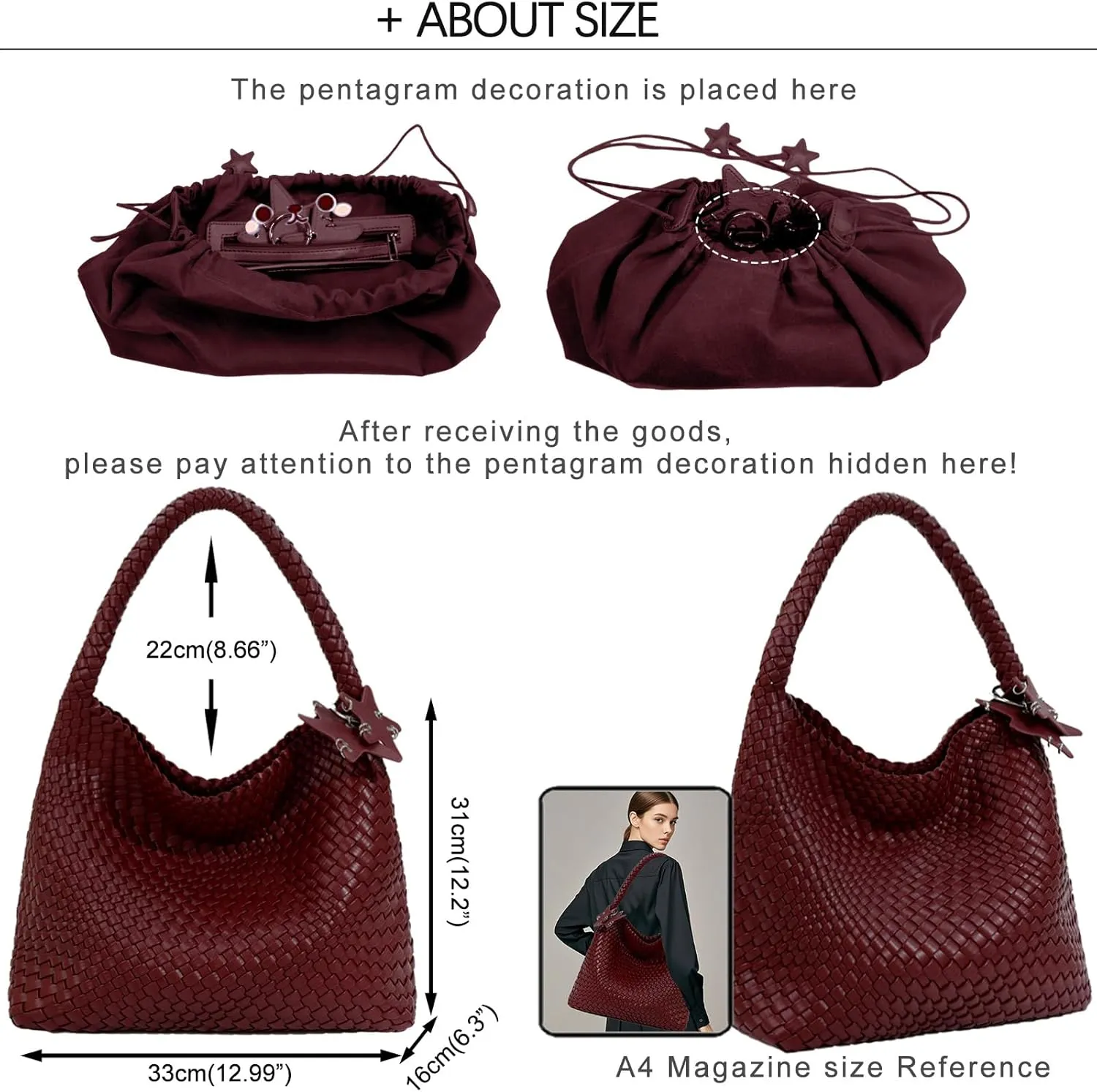 Woven Tote Bag for Women, Shoulder Handbags, Beach Hobo, Handwoven Satchel Underarm Bag, Top-Handle Bag With Purses