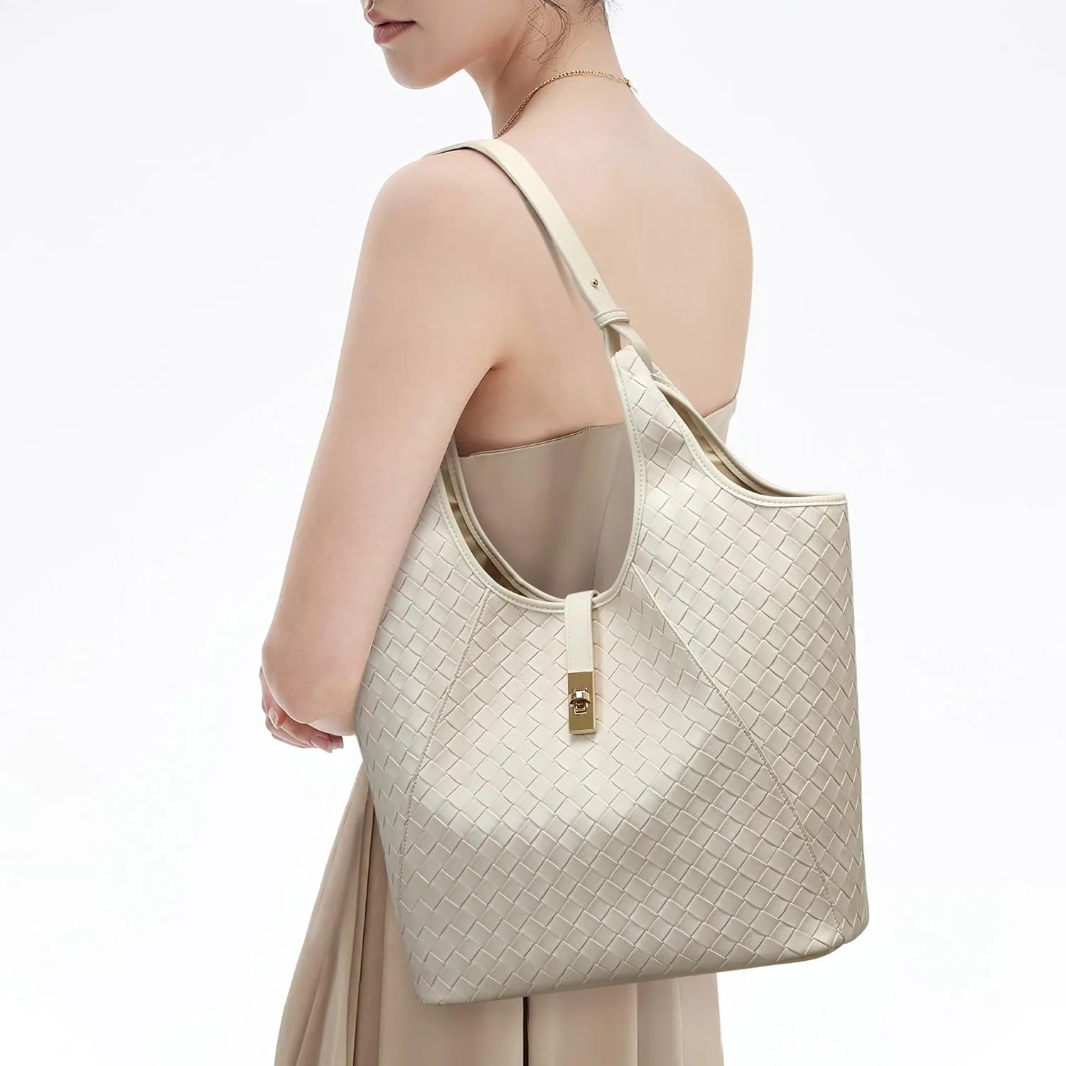 Woven Tote Bag for Women Vegan Leather Shoulder Purses Large Summer Beach Hangbags