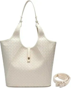 Woven Tote Bag for Women Vegan Leather Shoulder Purses Large Summer Beach Hangbags