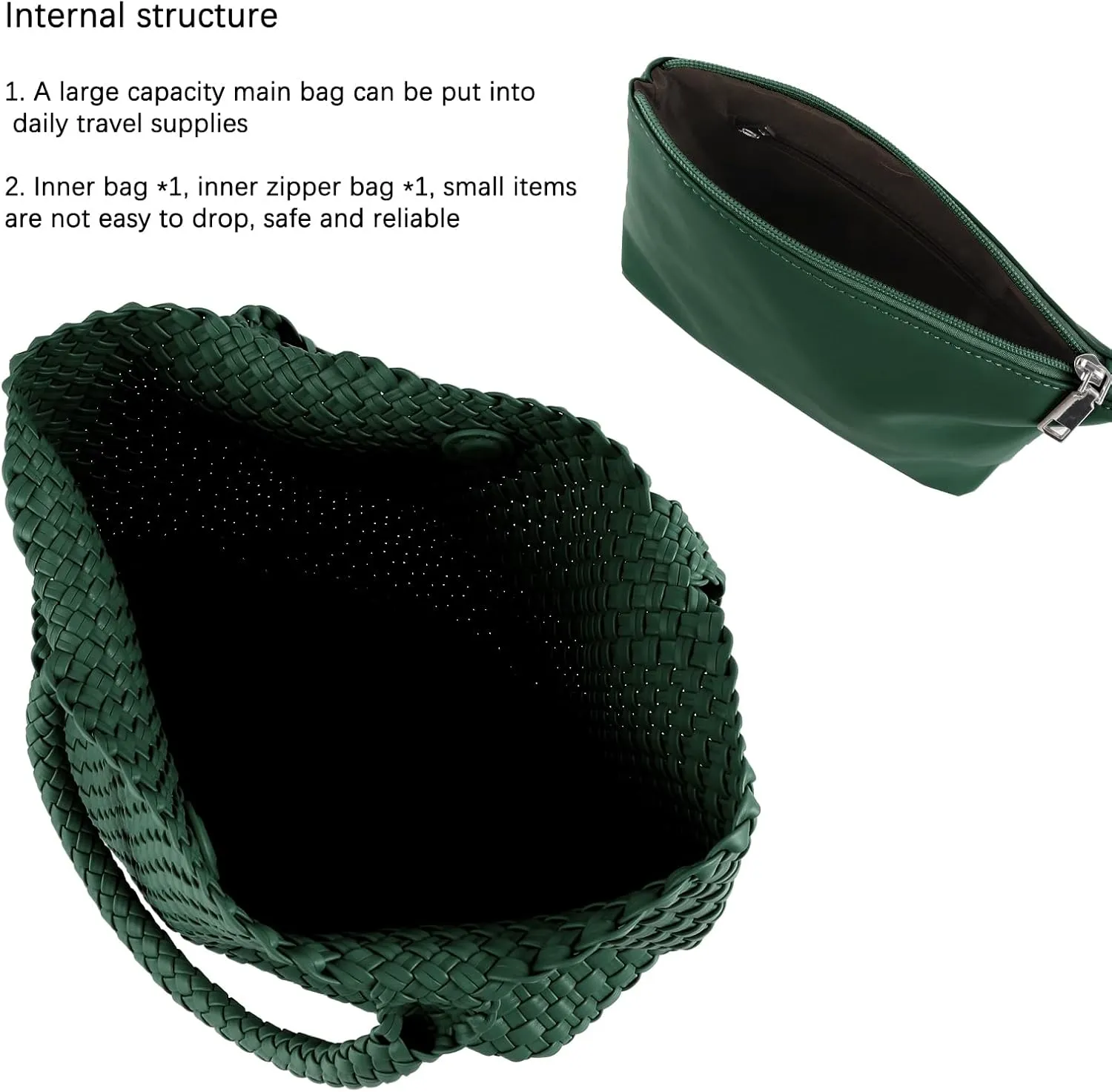Woven Tote Bag for Women,Fashion Top Handle Shoulder Bag Vegan Leather Shopper Bag Large Travel Tote Bag with Purse