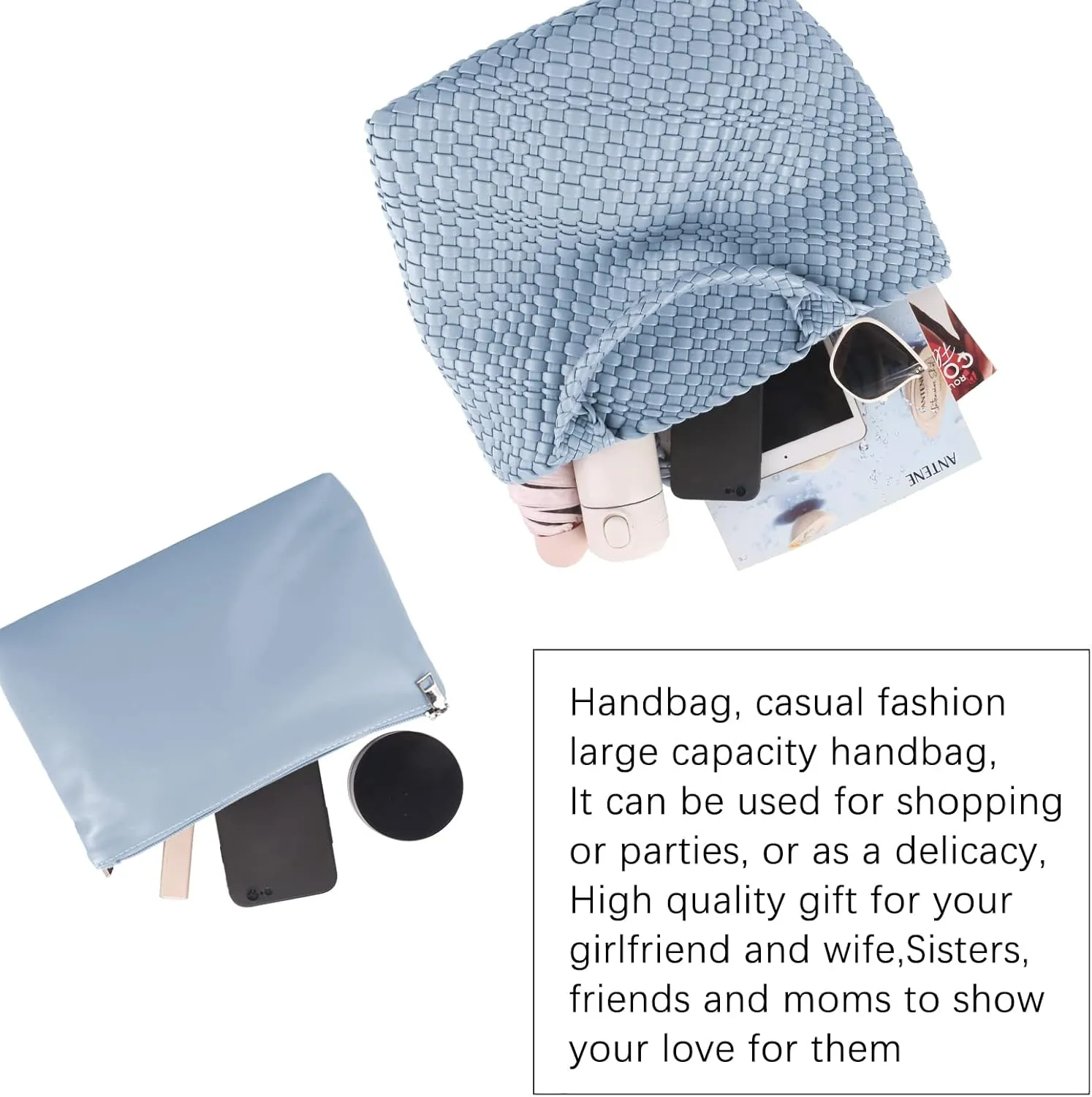 Woven Vegan Leather Handmade Tote for Women - Summer Beach Travel Hand Bag, Purse, Satchel Handbag