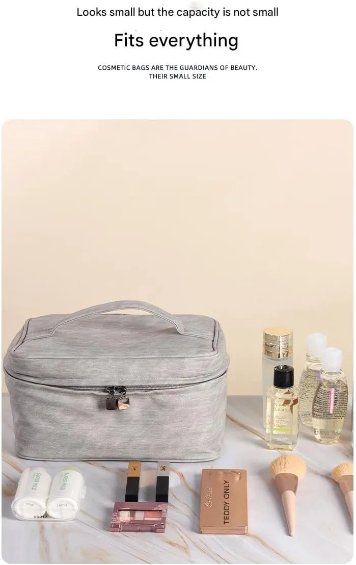 Yangba pattern cosmetic bag large capacity two in one high value cosmetic storage bag box wholesale(Gray)