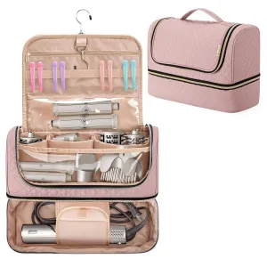 Yarwo Airwrap Storage Bag Compatible for Shark FlexStyle Styling (HD 430/440), Double Layers Portable Travel Case for Shark Flexstyle/Dyson Airwrap and Hair Styler Attachments, Dusty Rose (Bag Only)