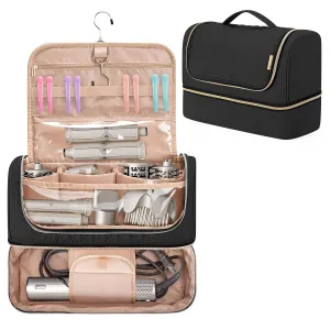 Yarwo Large Airwrap Storage Bag Compatible for Shark FlexStyle Styling (HD 430/440), Double Layers Travel Case Box for Shark Flexstyle/Dyson Airwrap and Hair Styler Attachments, Black (Bag Only)
