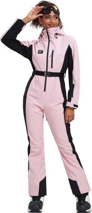 YEEFINE Women's Ski Suit One Piece Jumpsuits Snowsuits Waterproof Winter Snow Snowboarding Suits