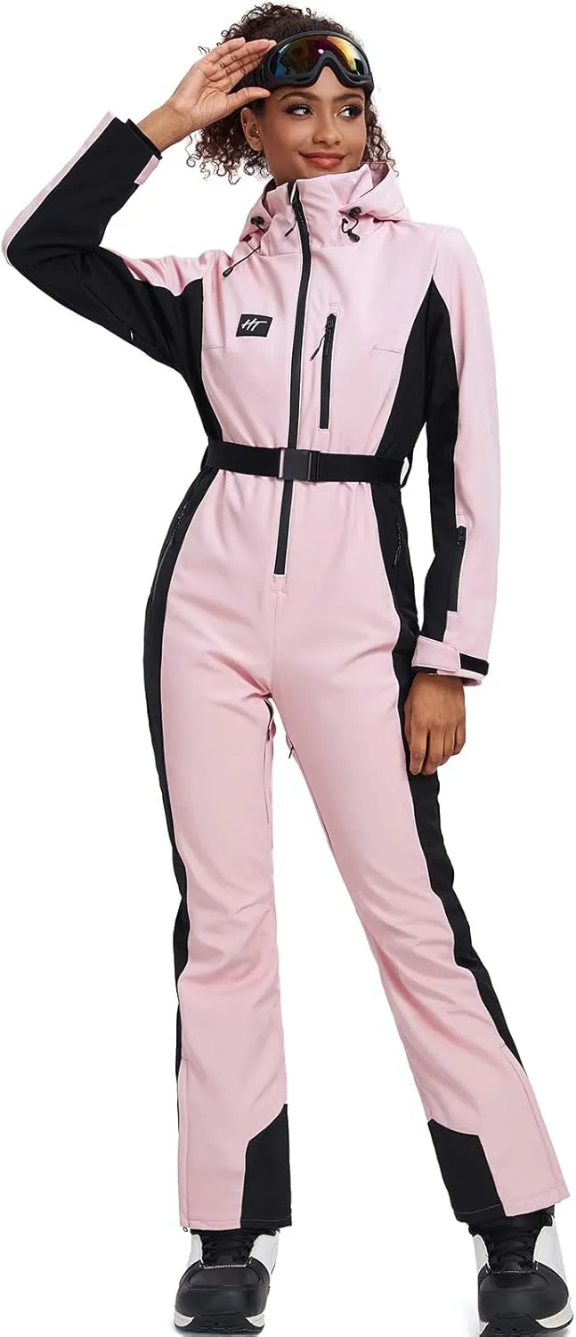 YEEFINE Women's Ski Suit One Piece Jumpsuits Snowsuits Waterproof Winter Snow Snowboarding Suits