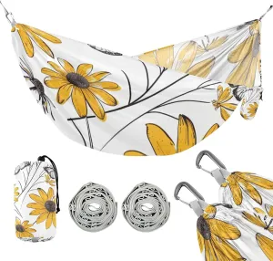 Yellow Daisies and Butterflies White 330lb Capacity Outdoor Hammock Cloth Hammock for Camping & Hiking Essential accesorios para Camping