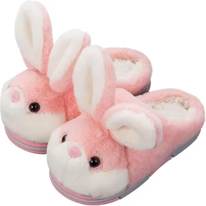 YILANLAN Women's Cute Bunny Animals Slippers Interesting Comfortable Furry Slippers Soft Plush Winter season Keep warm Home Slippers