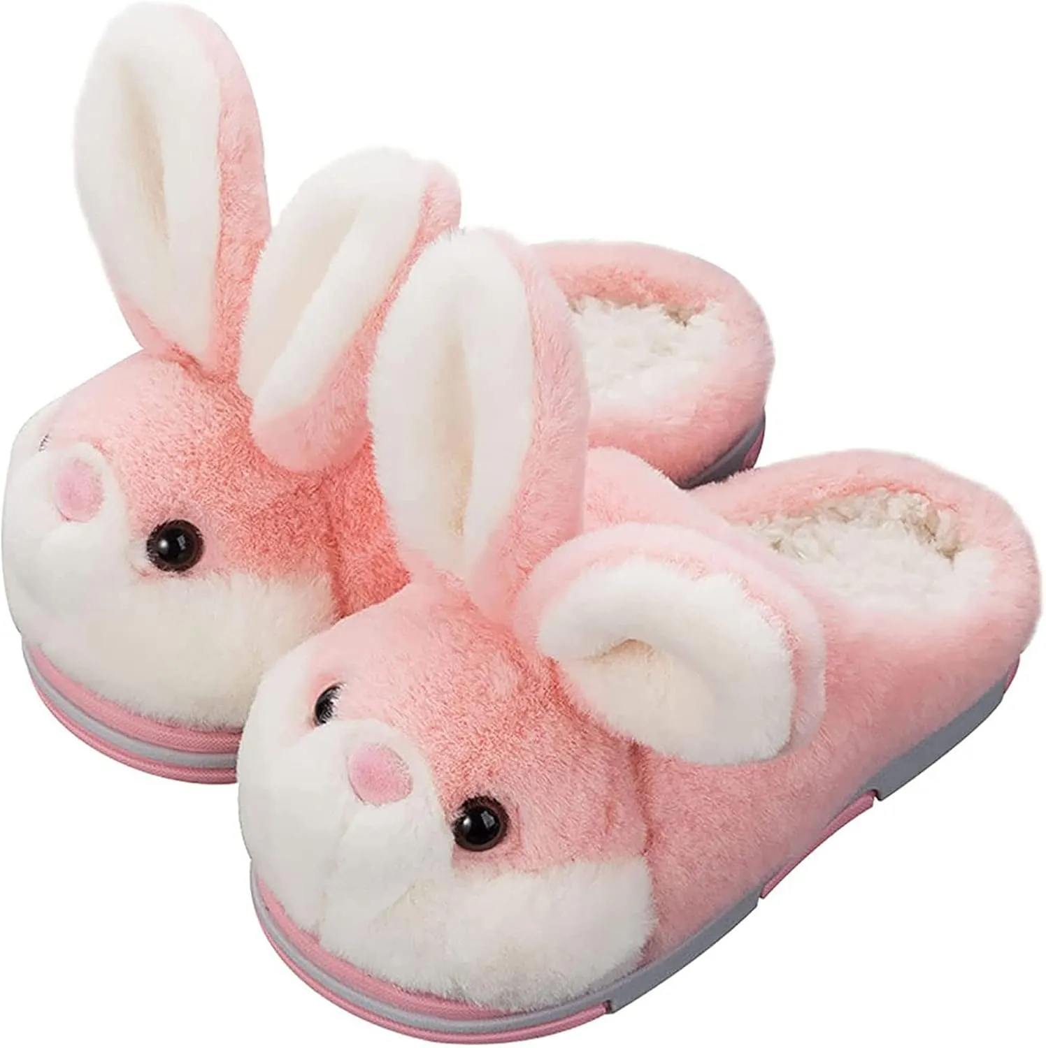 YILANLAN Women's Cute Bunny Animals Slippers Interesting Comfortable Furry Slippers Soft Plush Winter season Keep warm Home Slippers
