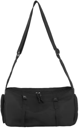 Yoga Duffle Bag, Black Nylon with Adjustable Shoulder Strap