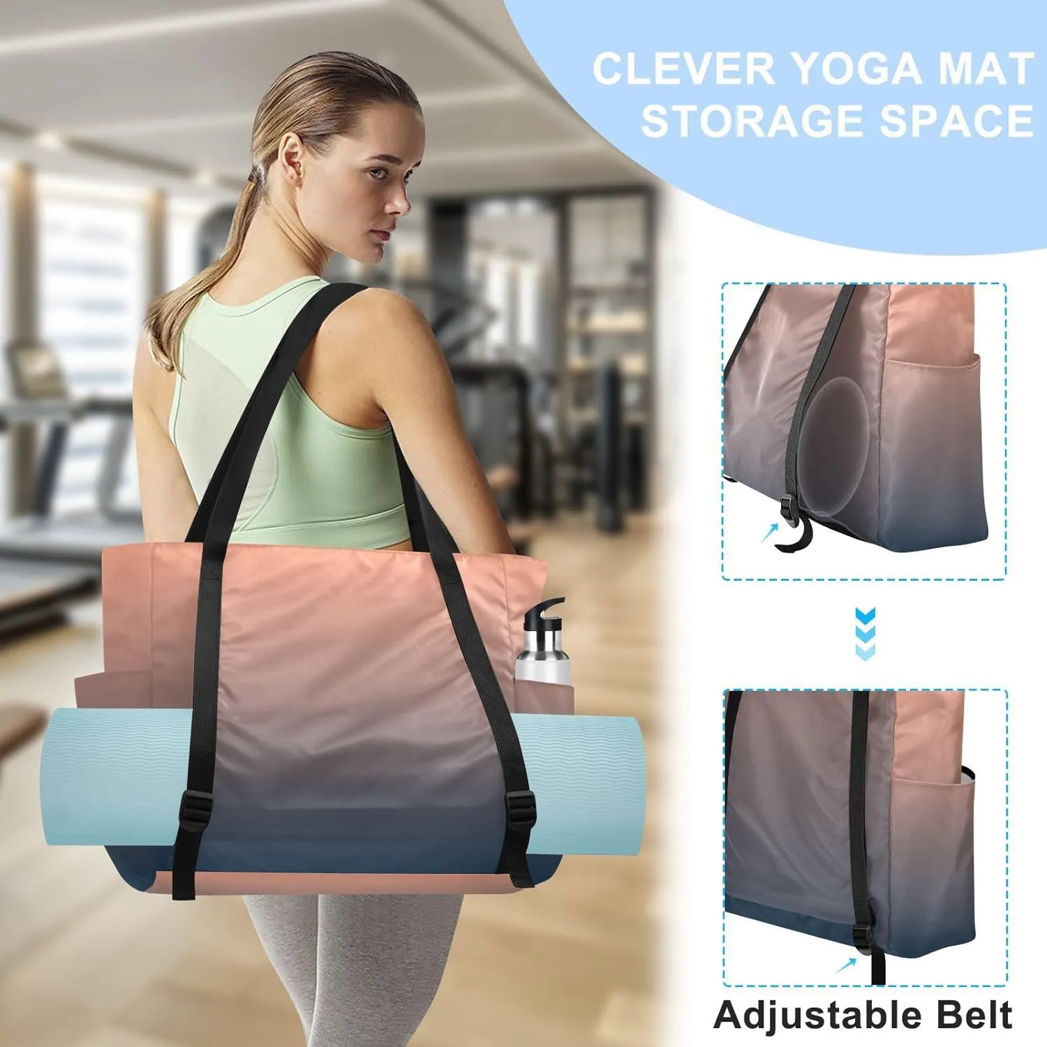 Yoga Mat Bag for Women Adjustable Yoga Bags with Pockets