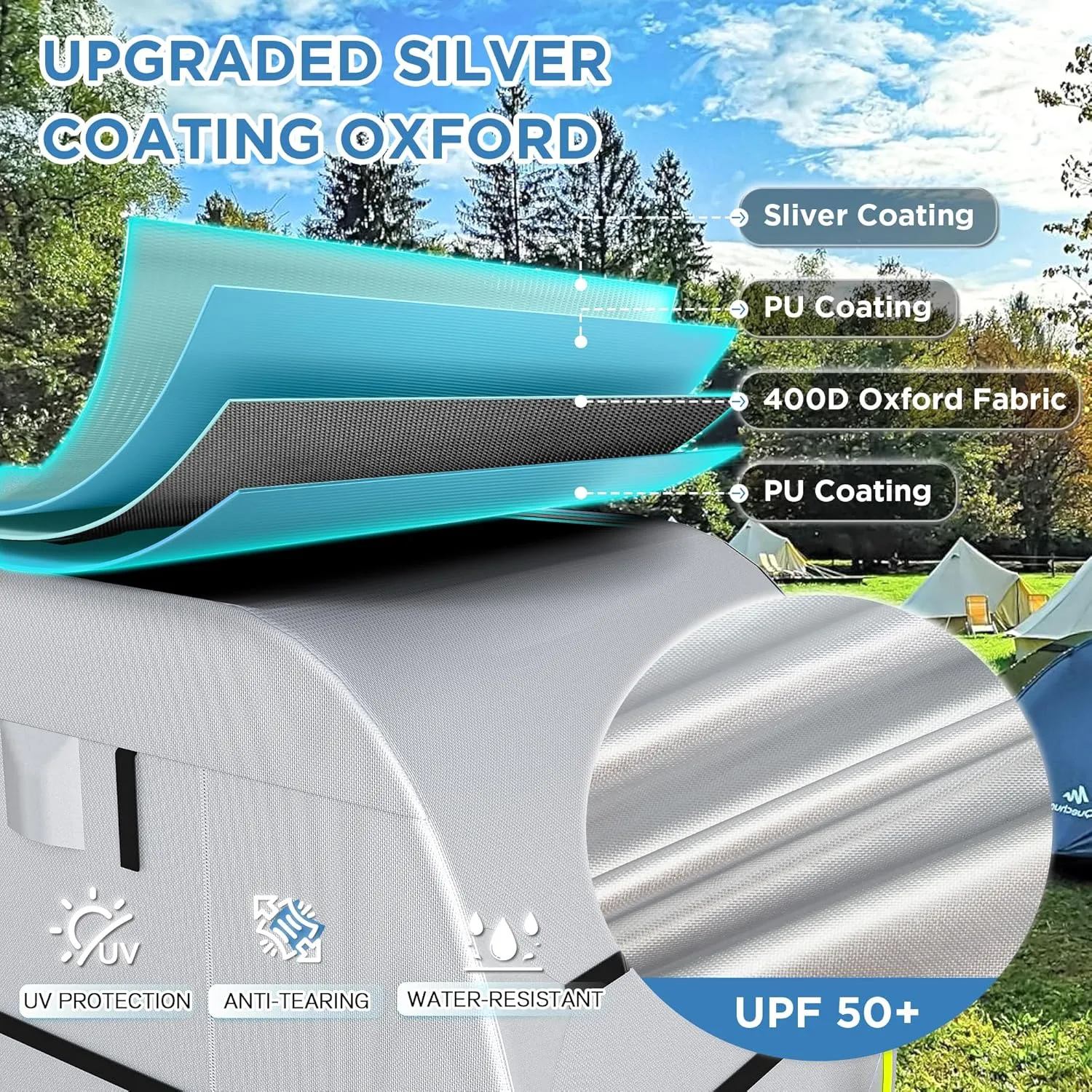 YOLENY 27'-30' Travel Trailer RV Cover, 300D Windproof Rip-Resistant Anti-UV Camper Cover with Jack Cover Storage Bag Repair Patches and Tire Covers