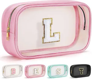 YOOLIFE Birthday Gifts for Kids | Travel Makeup Bag for Girls | Pink Makeup Bag | Cosmetic Bags Gifts for 7 8 9 10 11 12 Year Old Girls | Birthday Gifts Graduation Gifts Preppy Stuff Initial L