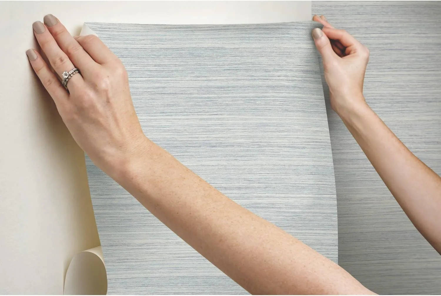 York Wallcoverings PSW1281RL Blue Cattail Weave Peel and Stick Wallpaper