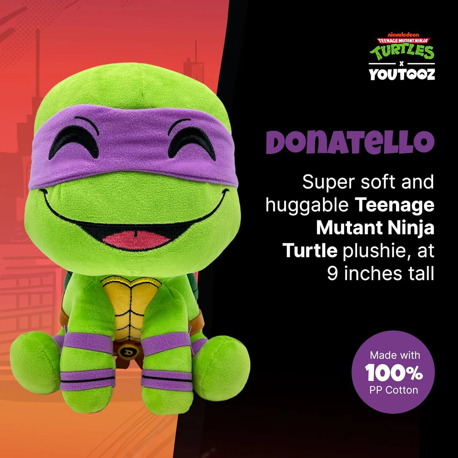 You Tooz 9 Inch Donatello Ninja Turtles Plush - TMNT Plushie from Teenage Mutant Series, Purple and Green