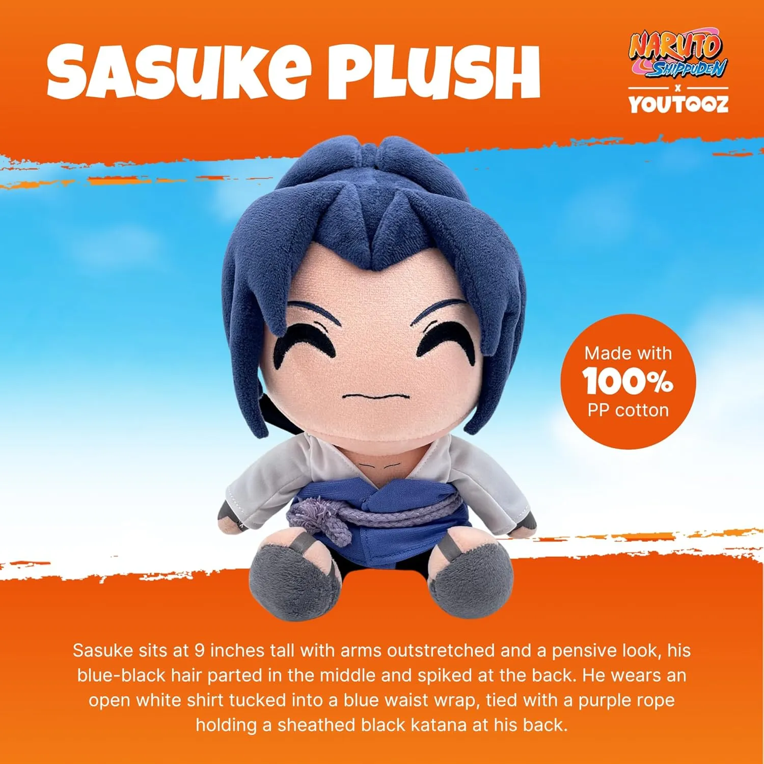 Youtooz Naruto Sasuke 9" Plush, Collectible Plushie From Naruto by Youtooz Plush Collection