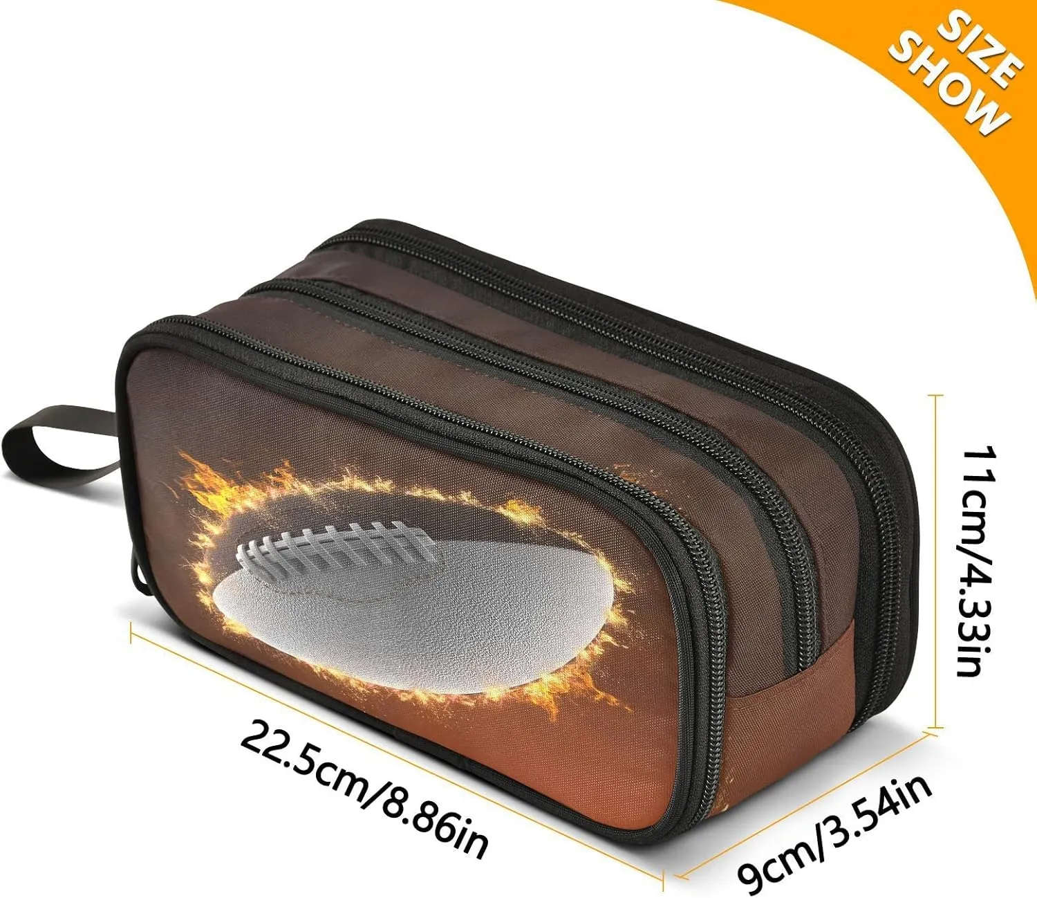 ZAZYXTJ American Football Large Capacity Pencil Case 3 Compartment Pen Pouch Storage Canvas Makeup Bag for School Office Teen Girl Boy Men Women