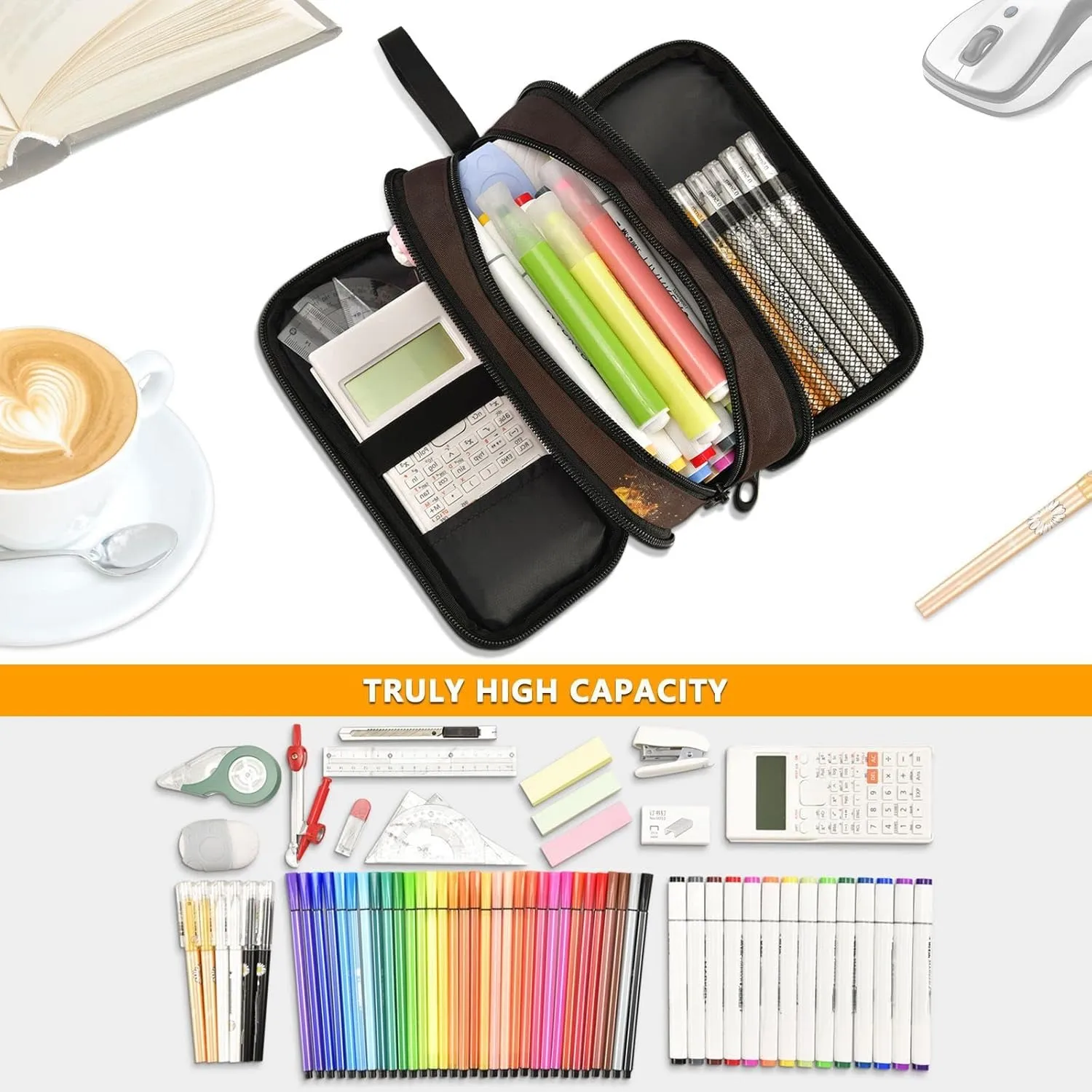 ZAZYXTJ American Football Large Capacity Pencil Case 3 Compartment Pen Pouch Storage Canvas Makeup Bag for School Office Teen Girl Boy Men Women
