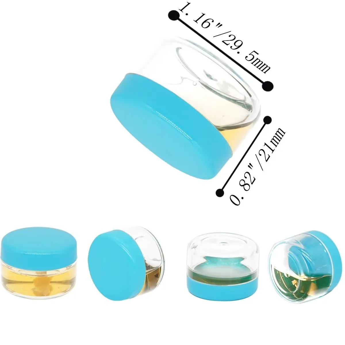 ZEJIA 5 Gram Sample Containers with Lids, Mini Makeup Containers, Empty Plastic Travel Cosmetic Containers with Labels(100 Count, Blue Lid)