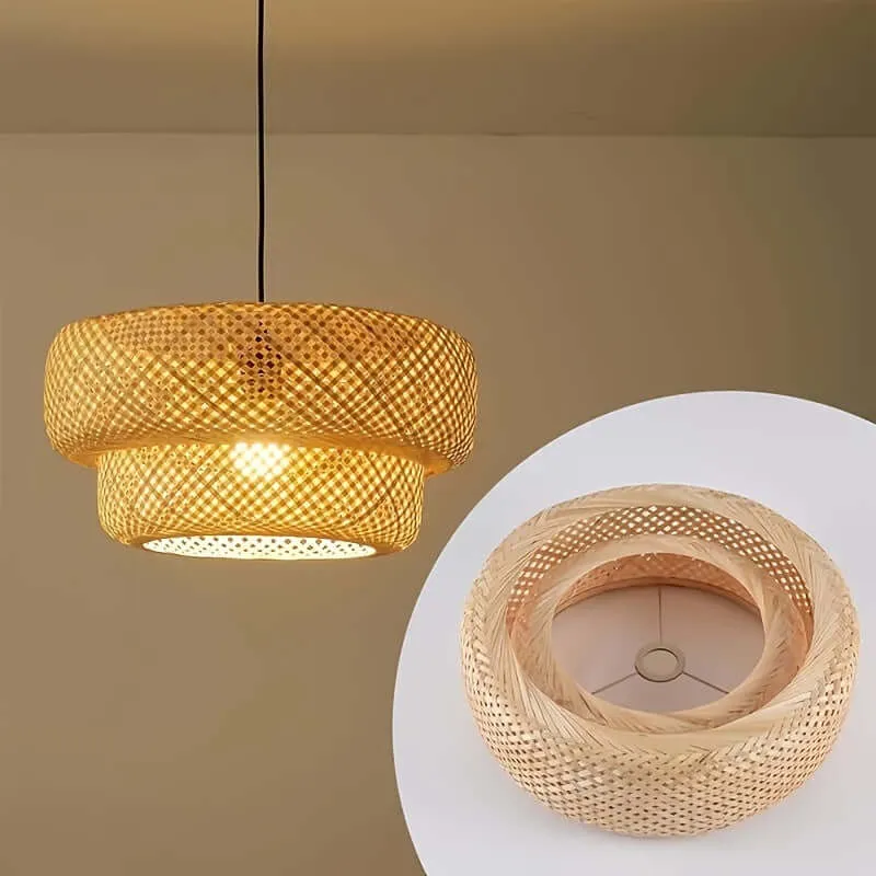 Zen-Chic Bamboo Ambiance: Handcrafted Wireless Bamboo Lampshade
