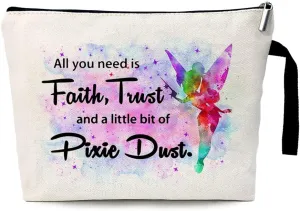 ZHANTUONE Pixie Dust Funny Fairy Tale Fans Inspired Cosmetic Bag, for Travel Toiletry Zipper Storage Pouch Makeup Bag, Movie Inspired Gifts, Pixie Dust Fairy Cosmetic Bag, Graduation Gifts