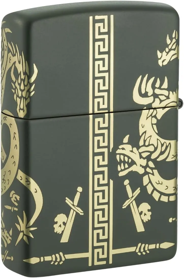 Zippo Dragon Design Green Matte Pocket Lighter