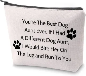 ZJXHPO Dog Aunt Survival Kit Best Dog Aunt Ever Makeup Bag Dog Lover Gift If I Had A Different Dog Aunt,I Would Bite Her On The Leg and Run To You Makeup Bag (Dog Aunt)