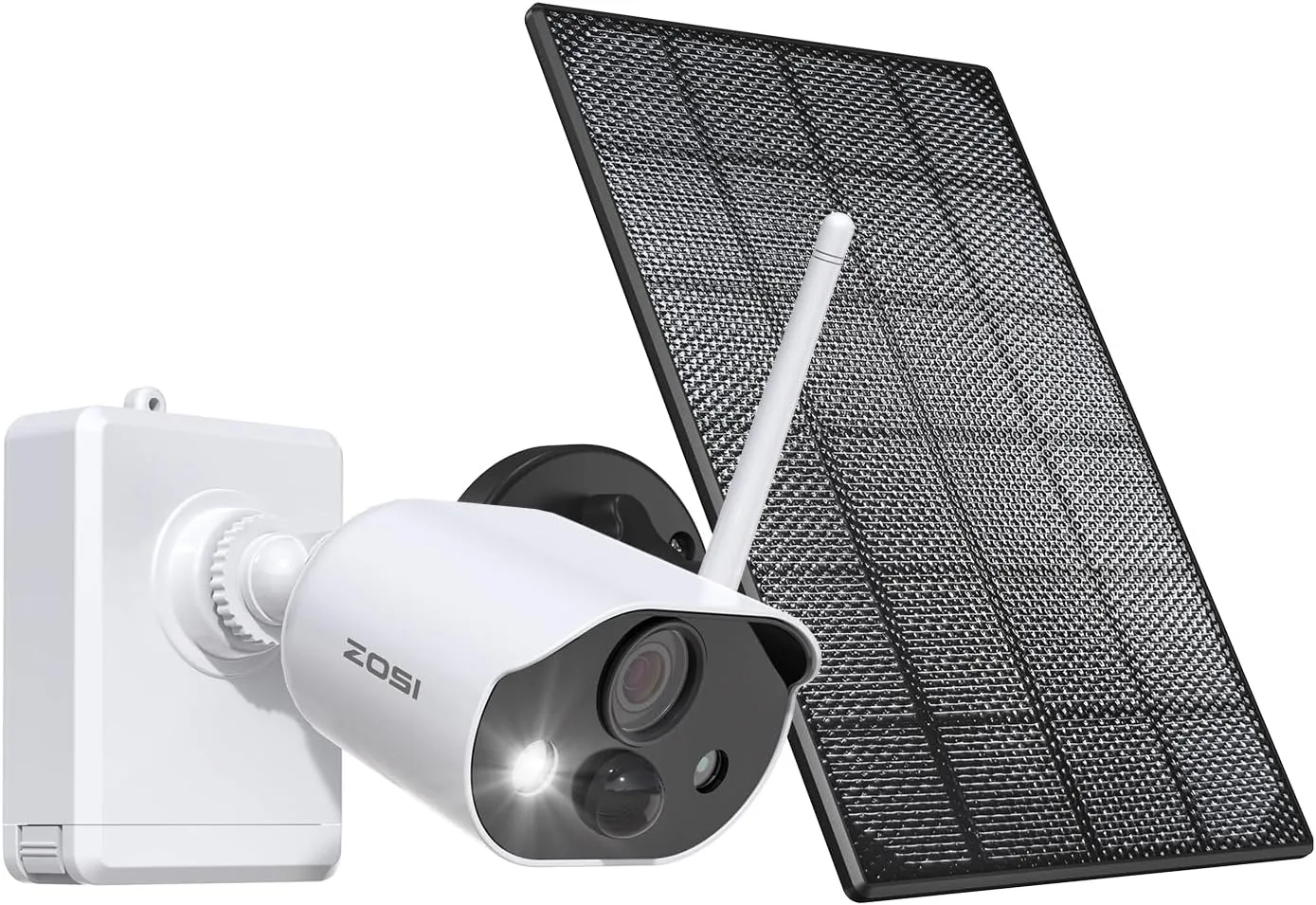 ZOSI C306 Pro 3MP 2K Wireless Solar Security Camera Outdoor - Battery/Solar Powered, Color Night Vision, PIR Motion Detection, 2-Way Audio, Spotlight Alarm, Cloud/SD Storage (No SD Card Included)